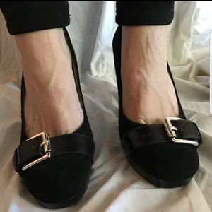 Michael by Michael Kors suede buckle platform heel